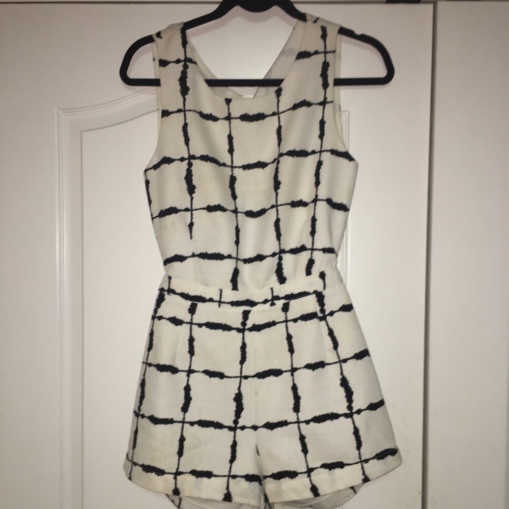 Black and white stripped J.O.A. Romper